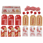 Gift tags, Natural red, including 6 Glöckchen & 3,6m string CHRISTMAS