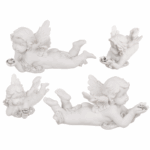 Lying polyresin Angel with crystal heart, ca. 16 x 7 cm, 2 ass. CHRISTMAS