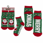 Κάλτσες, με σόλα ABS, Merry XMas, one size, 12/polybag CHRISTMAS