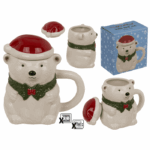 Κούπα, πολική αρκούδα, με καπάκι, 12 x 8 εκ., 380ml, δολομίτης, σε κουτί δώρου CHRISTMAS