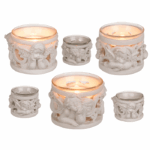 Polyresin tealight holder, Angel, ca. 6.5 x 5.6 cm, 3 ass. CHRISTMAS