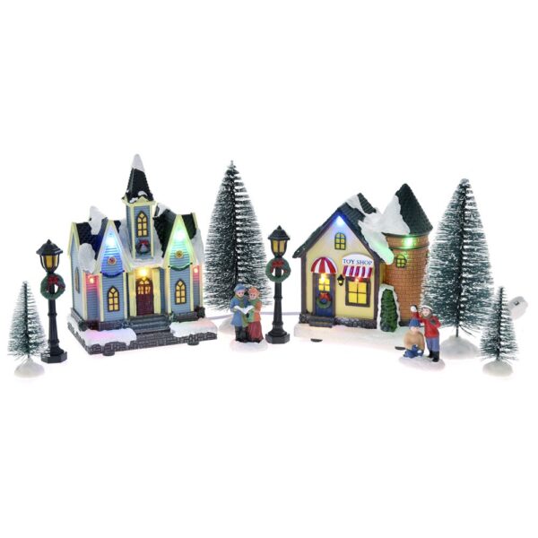 ΦΩΤΙΖΟΜΕΝΟ ΣΚΗΝΙΚΟ ΧΩΡΙΟ ΜΕ ΦΙΓΟΥΡΕΣ ΣΕΤ/10 ΤΕΜ ΜΠΑΤΑΡΙΑΣ 10Χ7Χ12ΕΚ CHRISTMAS