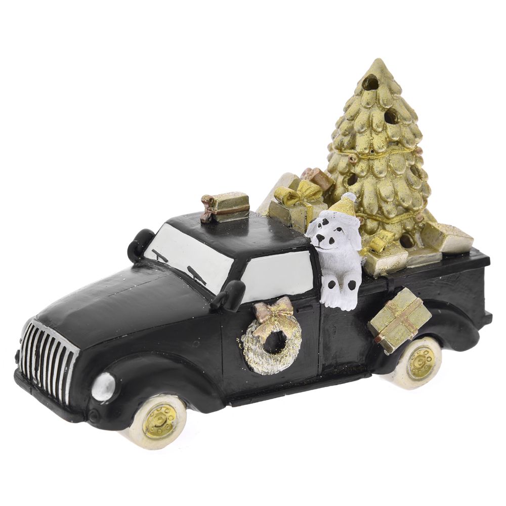 75977.jpg ΜΑΥΡΟ ΠΟΛΥΡΕΖΙΝ ΦΟΡΤΗΓΟ ΜΕ ΔΩΡΑ ΚΑΙ ΦΩΣ 17Χ8Χ11ΕΚ CHRISTMAS - Image 1