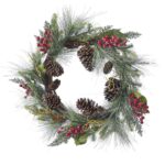 ΠΡΑΣΙΝΟ ΣΤΕΦΑΝΙ ΜΕ ΚΟΚΚΙΝΑ BERRIES&ΚΟΥΚΟΥΝΑΡΙΑ 50ΕΚ CHRISTMAS