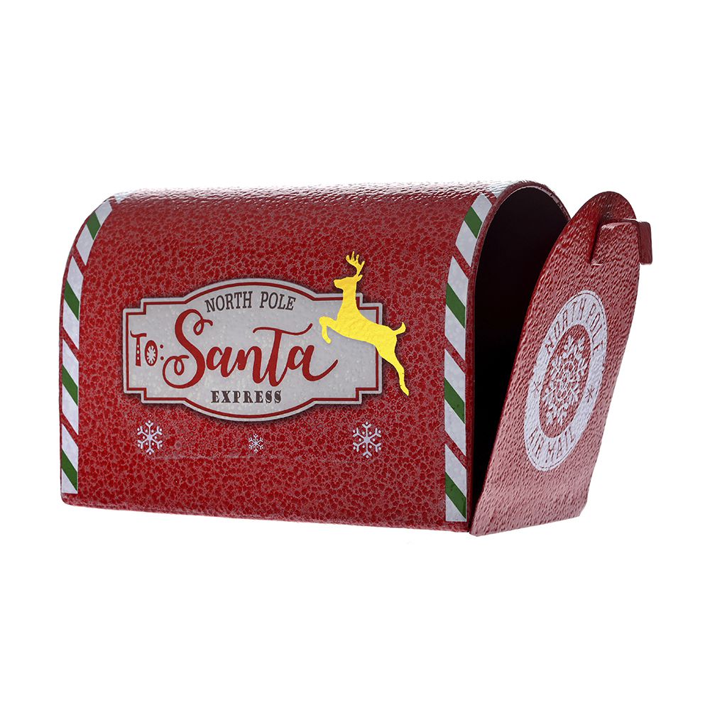 82822.jpg ΚΟΚΚΙΝΟ ΜΕΤΑΛΛΙΚΟ ΓΡΑΜΜΑΤΟΚΙΒΩΤΙΟ 15Χ9Χ11ΕΚ CHRISTMAS - Image 1