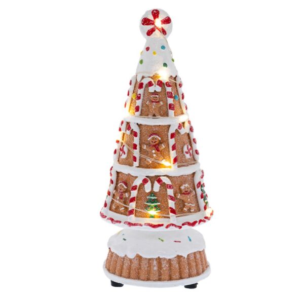 ΦΩΤΙΖΟΜΕΝΟ GINGERBREAD ΔΕΝΔΡΟ ΣΕ ΣΧΗΜΑ ΤΟΥΡΤΑΣ 9Χ9Χ22ΕΚ ΜΠΑΤΑΡΙΑΣ CHRISTMAS