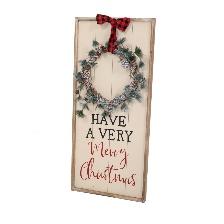 ΧΡ ΞΥΛΙΝΗ ΛΕΥΚΗ ΠΙΝΑΚΙΔΑ ΜΕ ΣΤΕΦΑΝΙ 46Χ100ΕΚ HAVE A VERY MERRY CHRISTMAS CHRISTMAS