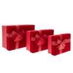 ΣΕΤ/3 ΚΟΚΚΙΝΟ ΒΕΛΟΥΔΙΝΟ ΚΟΥΤΙ ΔΩΡΟΥ ΜΕ ΦΙΟΓΚΟ 23Χ16Χ10 20Χ14Χ8,5 17Χ12,5Χ7ΕΚ CHRISTMAS BOXES