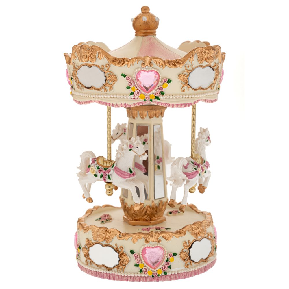 90506.jpg ΛΕΥΚΟ/ ΧΡΥΣΟ ΠΕΡΙΣΤΡΕΦΟΜΕΝΟ ΚΟΥΡΔΙΣΤΟ ΚΑΡΟΥΖΕΛ ΜΕ 3 ΑΛΟΓΑΚΙΑ ΚΑΙ ΜΟΥΣΙΚΗ 14Χ14Χ25ΕΚ CHRISTMAS - Image 1