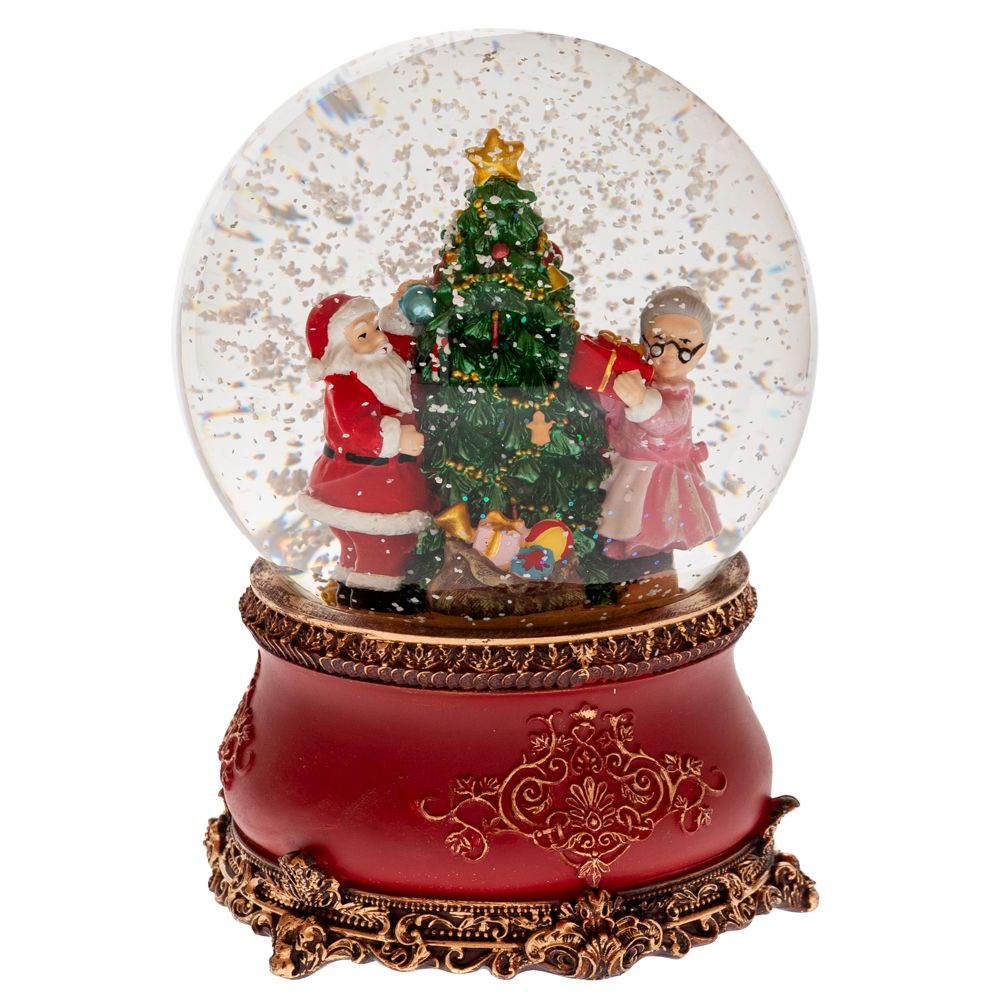 90515.jpg ΚΟΚΚΙΝΗ  ΚΟΥΡΔΙΣΤΗ ΝΕΡΟΜΠΑΛΑ ΜΕ ΧΡΙΣΤ. ΔΕΝΤΡΟ,ΑΓΙΟ ΒΑΣΙΛΗ & ΜΟΥΣΙΚΗ Φ13,5Χ16,5ΕΚ CHRISTMAS - Image 1