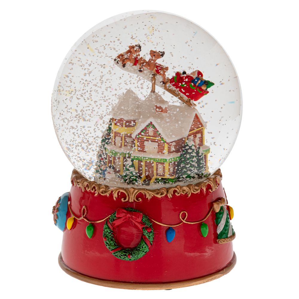 90518.jpg ΚΟΚΚΙΝΗ ΠΟΛΥΡΕΖΙΝ ΚΟΥΡΔΙΣΤΗ ΝΕΡΟΜΠΑΛΑ ΜΕ ΧΡΙΣΤΟΥΓΕΝΝΙΑΤΙΚΟ ΣΚΗΝΙΚΟ ΜΕ ΜΟΥΣΙΚΗ Φ13,5Χ16,5ΕΚ CHRISTMAS - Image 1