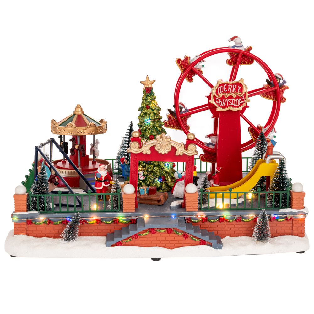 90753.jpg ΦΩΤΙΖΟΜΕΝΟ ΛΟΥΝΑ ΠΑΡΚ ΜΕ ΚΑΡΟΥΖΕΛ ΚΑΙ ΡΟΔΑ & ΚΙΝΗΣΗ 37Χ23Χ25ΕΚ ΡΕΥΜΑΤΟΣ CHRISTMAS - Image 1