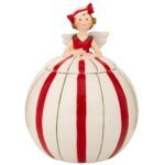 ΛΕΥΚΗ ΜΕ ΚΟΚΚΙΝΕΣ ΡΙΓΕΣ ΚΕΡΑΜΙΚΗ ΜΠΙΣΚΟΤΙΕΡΑ ΣΕ ΣΧΗΜΑ ΝΕΡΑΙΔΑΣ 16Χ15Χ20ΕΚ CHRISTMAS