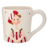 ΛΕΥΚΗ ΚΕΡΑΜΙΚΗ ΚΟΥΠΑ ΜΕ ΚΟΚΚΙΝΗ ΝΕΡΑΙΔΑ 13Χ9Χ9ΕΚ CHRISTMAS