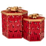 ΣΕΤ/2 ΚΟΚΚΙΝΑ ΜΕΤΑΛΛΙΚΑ ΚΟΥΤΙΑ 24.5Χ21Χ26ΕΚ 19Χ17Χ21ΕΚ CHRISTMAS BOXES