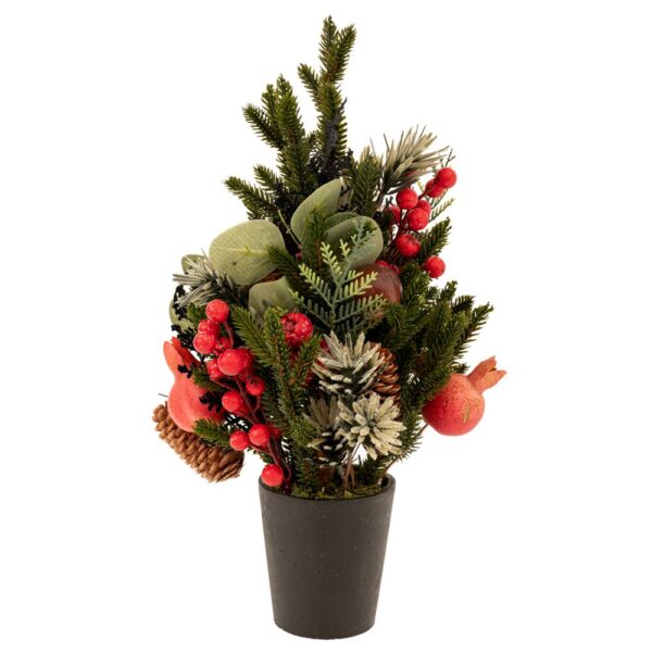 ΠΡΑΣΙΝΟ ΔΕΝΤΡΟ ΜΕ ΡΟΔΙ ΜΑΝΙΤΑΡΙΑ ΜΟΥΡΑ ΚΑΙ ΚΟΥΚΟΥΝΑΡΙ ΣΕ ΠΛΑΣΤΙΚΗ ΓΛΑΣΤΡΑ 43ΕΚ CHRISTMAS