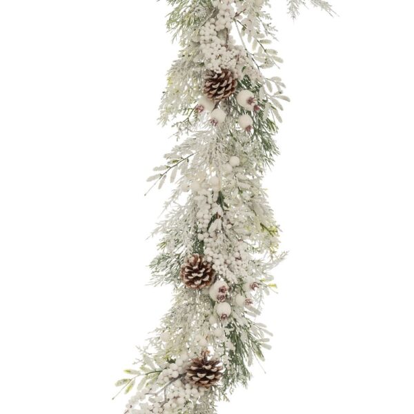 ΧΙΟΝΙΣΜΕΝΗ ΓΙΡΛΑΝΤΑ ΜΕ ΛΕΥΚΑ BERRIES ΚΑΙ ΚΟΥΚΟΥΝΑΡΙΑ 180ΕΚ CHRISTMAS