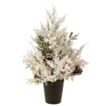 ΧΙΟΝΙΣΜΕΝΟ ΔΕΝΤΡΟ ME ΛΕΥΚΑ BERRIES ΚΑΙ ΚΟΥΚΟΥΝΑΡΙΑ ΣΕ ΠΛΑΣΤΙΚΗ ΓΛΑΣΤΡΑ 43ΕΚ CHRISTMAS