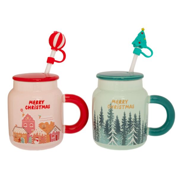 ΚΕΡΑΜΙΚΗ ΚΟΥΠΑ ΜΕ ΚΑΠΑΚΙ & ΚΑΛΑΜΑΚΙ Φ7Χ10ΕΚ 2 ΣΧΕΔΙΑ CHRISTMAS