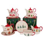 ΚΕΡΑΜΙΚΗ ΤΣΑΓΙΕΡΑ ΜΕ ΚΟΥΠΑ & ΠΙΑΤΑΚΙ ΣΕ ΚΟΥΤΙ 4 ΣΧΕΔΙΑ CHRISTMAS