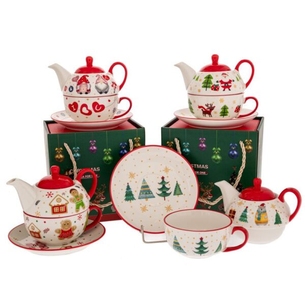 ΚΕΡΑΜΙΚΗ ΤΣΑΓΙΕΡΑ ΜΕ ΚΟΥΠΑ & ΠΙΑΤΑΚΙ ΣΕ ΚΟΥΤΙ 4 ΣΧΕΔΙΑ CHRISTMAS