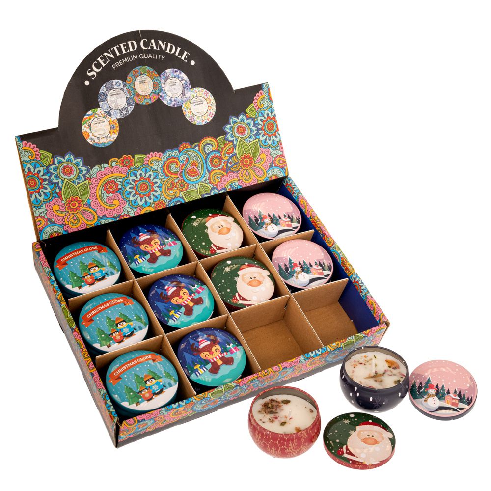 91589.jpg ΚΕΡΙ ΑΡΩΜΑΤΙΚΟ ΣΕ ΜΕΤΑΛΛΙΚΟ ΚΟΥΤΑΚΙ ΜΕ ΧΡΙΣΤΟΥΓΕΝΝΙΑΤΙΚΕΣ ΦΙΓΟΥΡΕΣ 12 ΣΧΕΔΙΑ Φ6ΕΚ CHRISTMAS - Image 1