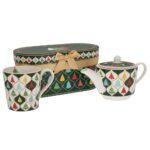 ΣΕΤ/2 ΚΕΡΑΜΙΚΗ ΤΣΑΓΙΕΡΑ(10Χ9ΕΚ) & ΚΟΥΠΑ ΜΕ ΔΕΝΤΡΑΚΙΑ ΣΕ ΚΟΥΤΙ ΔΩΡΟΥ CHRISTMAS