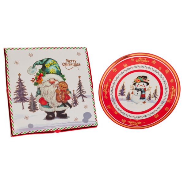 ΚΟΚΚΙΝΟ ΚΕΡΑΜΙΚΟ ΠΙΑΤΟ ΜΕ ΧΙΟΝΑΝΘΡΩΠΟ ΣΕ ΚΟΥΤΙ ΔΩΡΟΥ Φ25ΕΚ CHRISTMAS