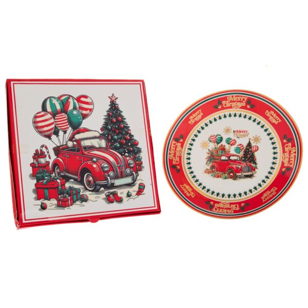 ΛΕΥΚΟ ΚΕΡΑΜΙΚΟ ΠΙΑΤΟ ΧΡΙΣΤΟΥΓΕΝΝΙΑΤΙΚΟ ΑΥΤΟΚΙΝΗΤΟ ΣΕ ΚΟΥΤΙ ΔΩΡΟΥ Φ25ΕΚ CHRISTMAS