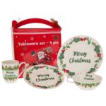 ΣΕΤ/4 ΚΕΡΑΜΙΚΟ ΣΕΡΒΙΤΣΙΟ MERRY CHRISTMAS CHRISTMAS