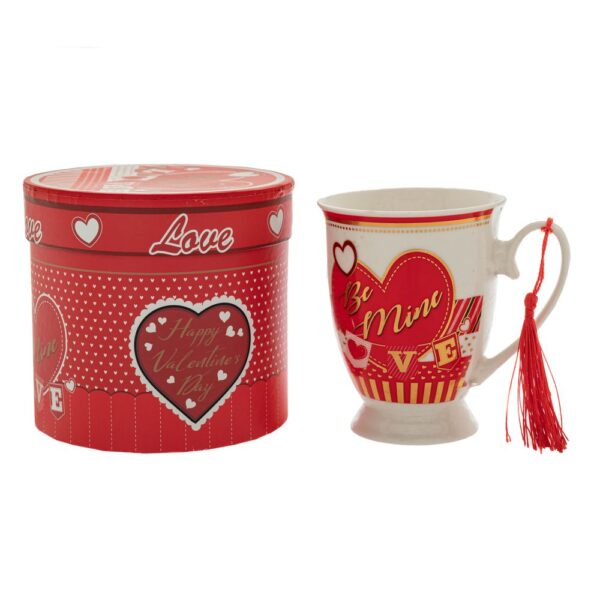 ΛΕΥΚΗ-ΚΟΚΚΙΝΗ ΚΕΡΑΜΙΚΗ ΚΟΥΠΑ ΣΕ ΣΧΗΜΑ ΚΑΡΔΙΑΣ ΣΕ ΣΤΡΟΓΓΥΛΟ ΚΟΥΤΙ ΔΩΡΟΥ Φ13Χ12ΕΚ DECO