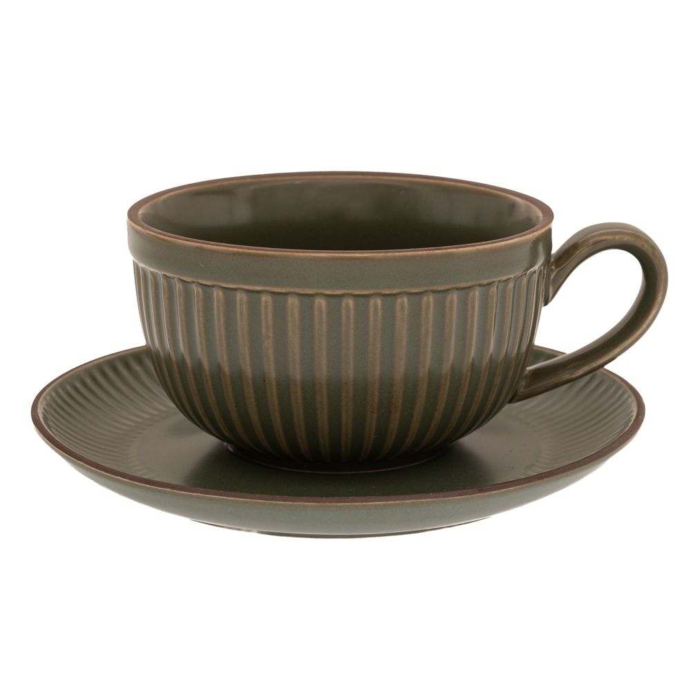 88874.jpg ΠΡΑΣΙΝΟ ΚΕΡΑΜΙΚΟ ΦΛΥΤΖΑΝΙ ΜΕ ΑΝΑΓΛΥΦΕΣ ΡΙΓΕΣ ΚΑΙ ΠΙΑΤΑΚΙ 230ml DECO - Image 1