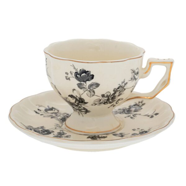 ΛΕΥΚΟ ΚΕΡΑΜΙΚΟ ΦΛΥΤΖΑΝΙ ΜΕ ΠΙΑΤΑΚΙ ΜΕ ΓΚΡΙ ΛΟΥΛΟΥΔΙΑ 180ml. DECO