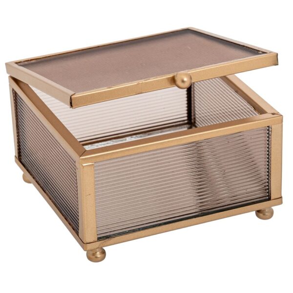 ΧΡΥΣΗ ΜΕΤΑΛΛΙΚΗ ΜΠΙΖΟΥΤΙΕΡΑ 10Χ10Χ6 ΕΚ ΜΕ ΜΕΛΙ ΓΥΑΛΙ ΚΑΙ ΚΑΘΡΕΠΤΗ DECO