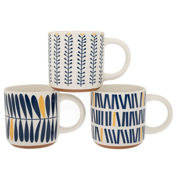 ΛΕΥΚΗ ΚΕΡΑΜΙΚΗ ΚΟΥΠΑ ΜΕ ΜΠΛΕ ΣΧΕΔΙΑ 420ML 4 ΣΧΕΔΙΑ  DECO