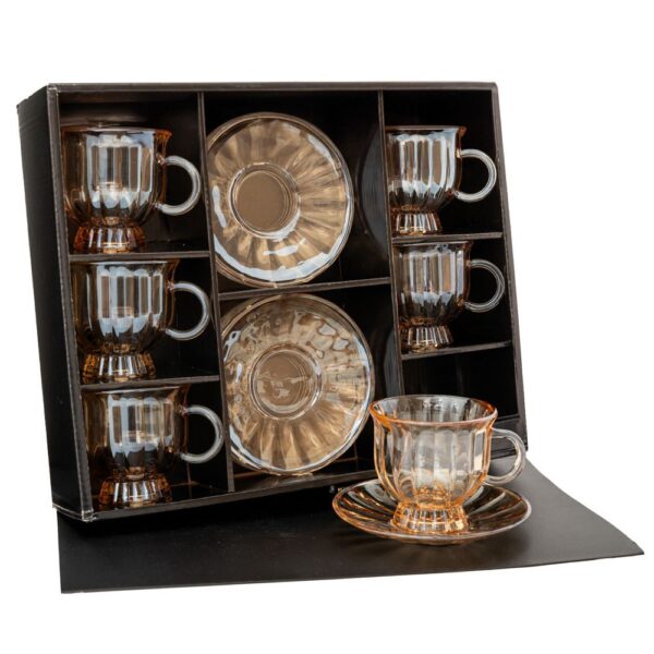 ΣΕΤ/6 ΓΥΑΛΙΝΟ ΜΕΛΙ ΦΛΥΤΖΑΝΙ ΜΕ ΠΙΑΤΑΚΙ 8x8 (Πιατάκι 13cm) DECO