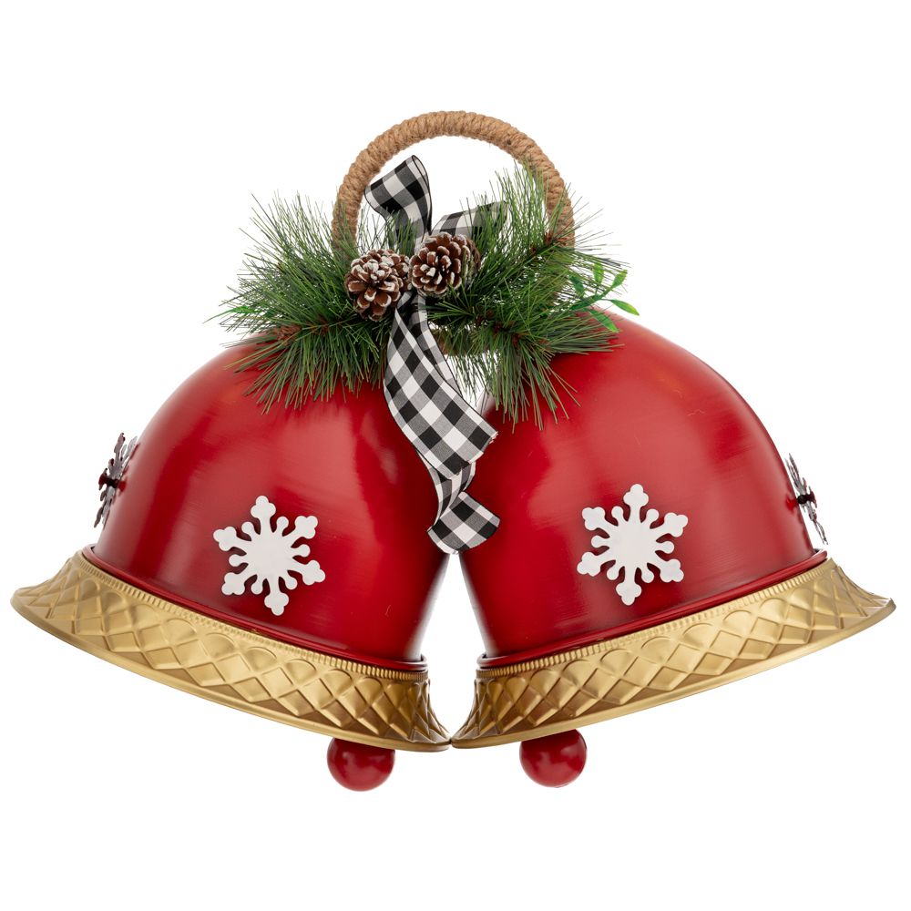 90444.jpg ΚΟΚΚΙΝΗ ΜΕΤΑΛΛΙΚΗ ΚΑΜΠΑΝΑ 50Χ27Χ38ΕΚ CHRISTMAS - Image 1