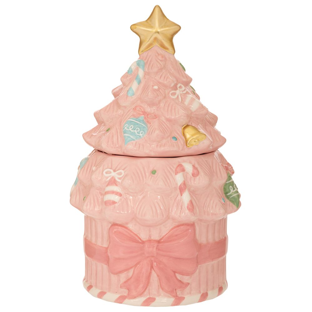 91113.jpg ΡΟΖ ΚΕΡΑΜΙΚΗ ΜΠΙΣΚΟΤΙΕΡΑ ΧΡΙΣΤΟΥΓΕΝΝΙΑΤΙΚΟ ΔΕΝΤΡΟ 16,5Χ16Χ27ΕΚ CHRISTMAS - Image 1