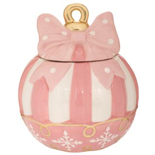 ΡΟΖ/ ΛΕΥΚΗ ΚΕΡΑΜΙΚΗ ΜΠΙΣΚΟΤΙΕΡΑ ΜΠΑΛΑ ΜΕ ΦΙΟΓΚΟ 18,5Χ18,5Χ21,5ΕΚ CHRISTMAS