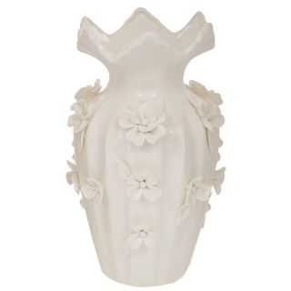 ΛΕΥΚΟ ΚΕΡΑΜΙΚΟ ΒΑΖΟ ΜΕ ΑΝΑΓΛΥΦΑ ΛΟΥΛΟΥΔΙΑ 20Χ31ΕΚ DECO