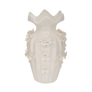 ΛΕΥΚΟ ΚΕΡΑΜΙΚΟ ΒΑΖΟ ΜΕ ΑΝΑΓΛΥΦΑ ΛΟΥΛΟΥΔΙΑ 16Χ26ΕΚ DECO