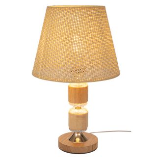 ΦΥΣΙΚΟ ΞΥΛΙΝΟ ΛΑΜΠΑΤΕΡ ΜΕ ΨΑΘΙΝΟ ΚΡΕΜ ΚΑΠΕΛΟ & ΕΞΤΡΑ ΦΩΤΙΣΜΟ ΣΤΗΝ ΒΑΣΗ 40ΕΚ