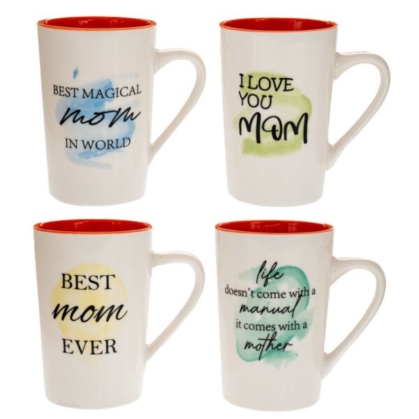 ΛΕΥΚΗ ΚΕΡΑΜΙΚΗ ΚΟΥΠΑ ΜΕ ΕΥΧΕΣ ΓΙΑ ΤΗΝ ΜΑΜΑ 4 ΣΧΕΔΙΑ 400ml DECO