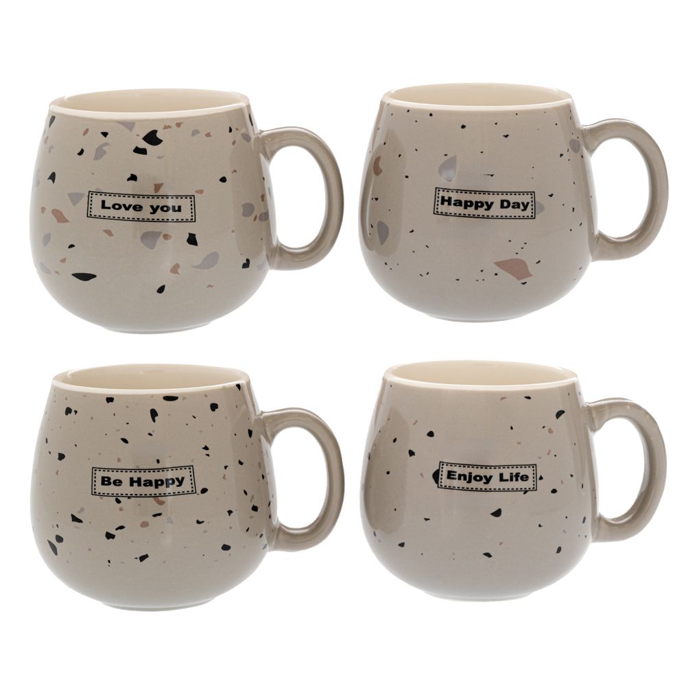 91621.jpg ΓΚΡΙ ΠΙΤΣΙΛΩΤΗ ΚΕΡΑΜΙΚΗ ΚΟΥΠΑ ΜΕ ΕΥΧΕΣ 4 ΣΧΕΔΙΑ 420ml (8Χ10ΕΚ) DECO - Image 1