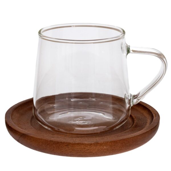 ΚΟΥΠΑ ΔΙΑΦΑΝΗ ΓΥΑΛΙΝΗ ΜΕ ΞΥΛΙΝΟ ΚΑΠΑΚΙ Φ13Χ9,5ΕΚ DECO